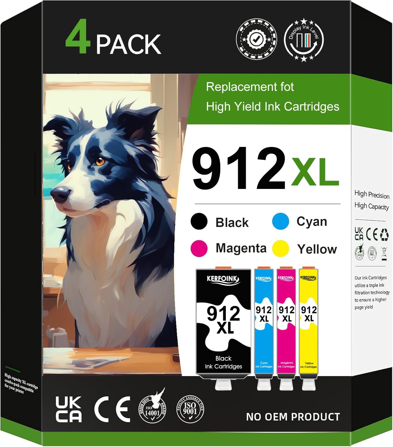 912XL Multipack kompatibel für HP 912 / 912 XL – 4er-Pack Patronen für HP OfficeJet Pro 8020/8022/8010