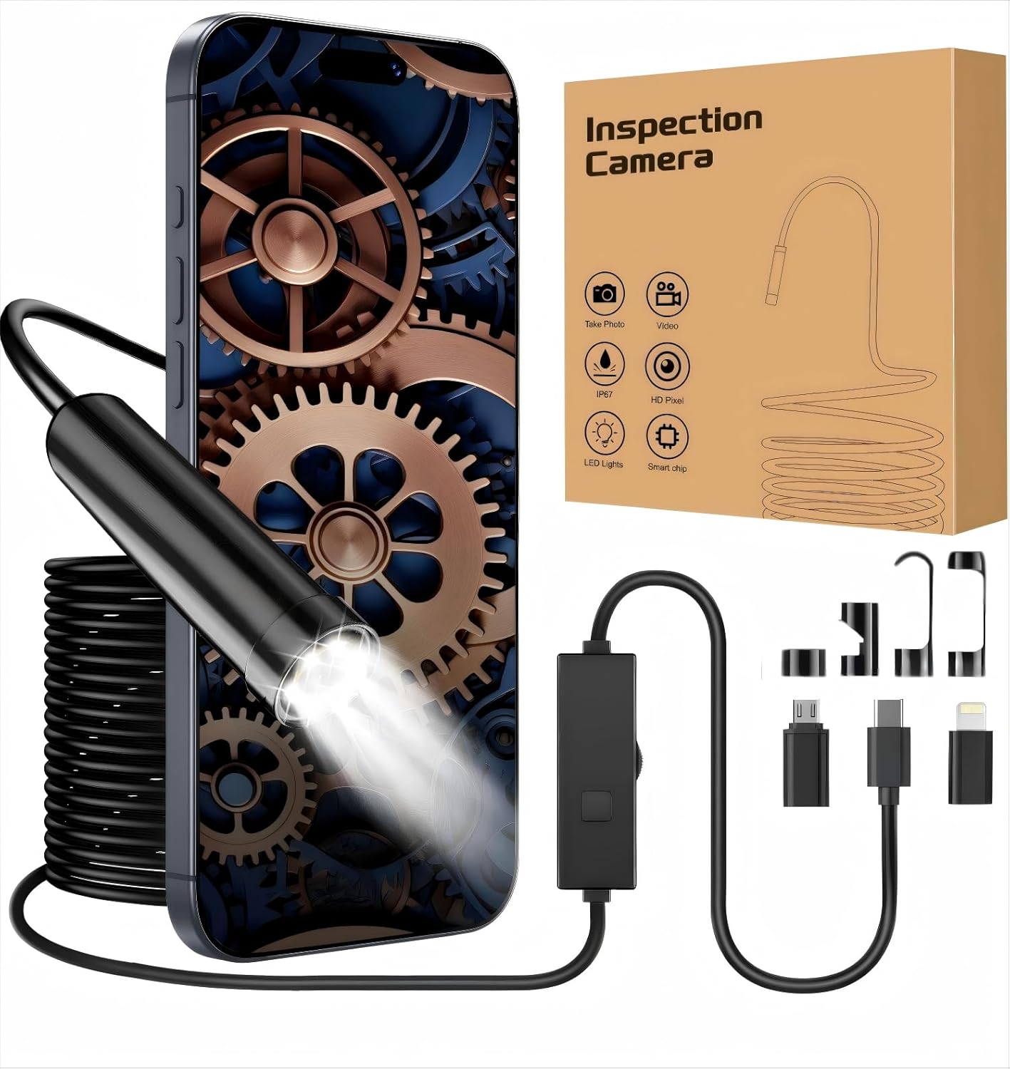 Detalle de Endoscope Inspection Camera with Lights 1920P