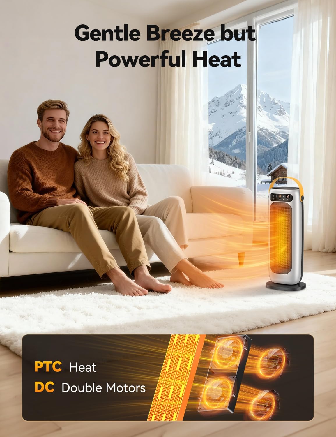 Thumbnail 3 de Heizlüfter Energiesparend PTC Keramik mit Fernbedienung, 35 dB & 1500 W – 4 Heizmodi, 110° Oszillation, Timer