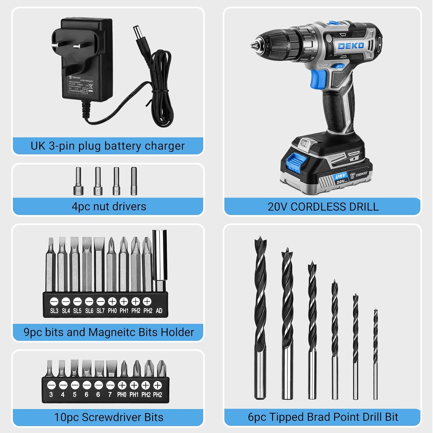 Thumbnail 2 de DEKOPRO 20V Cordless Drill Kit for Women — Portable, Practical Power Drill with Battery and Charger