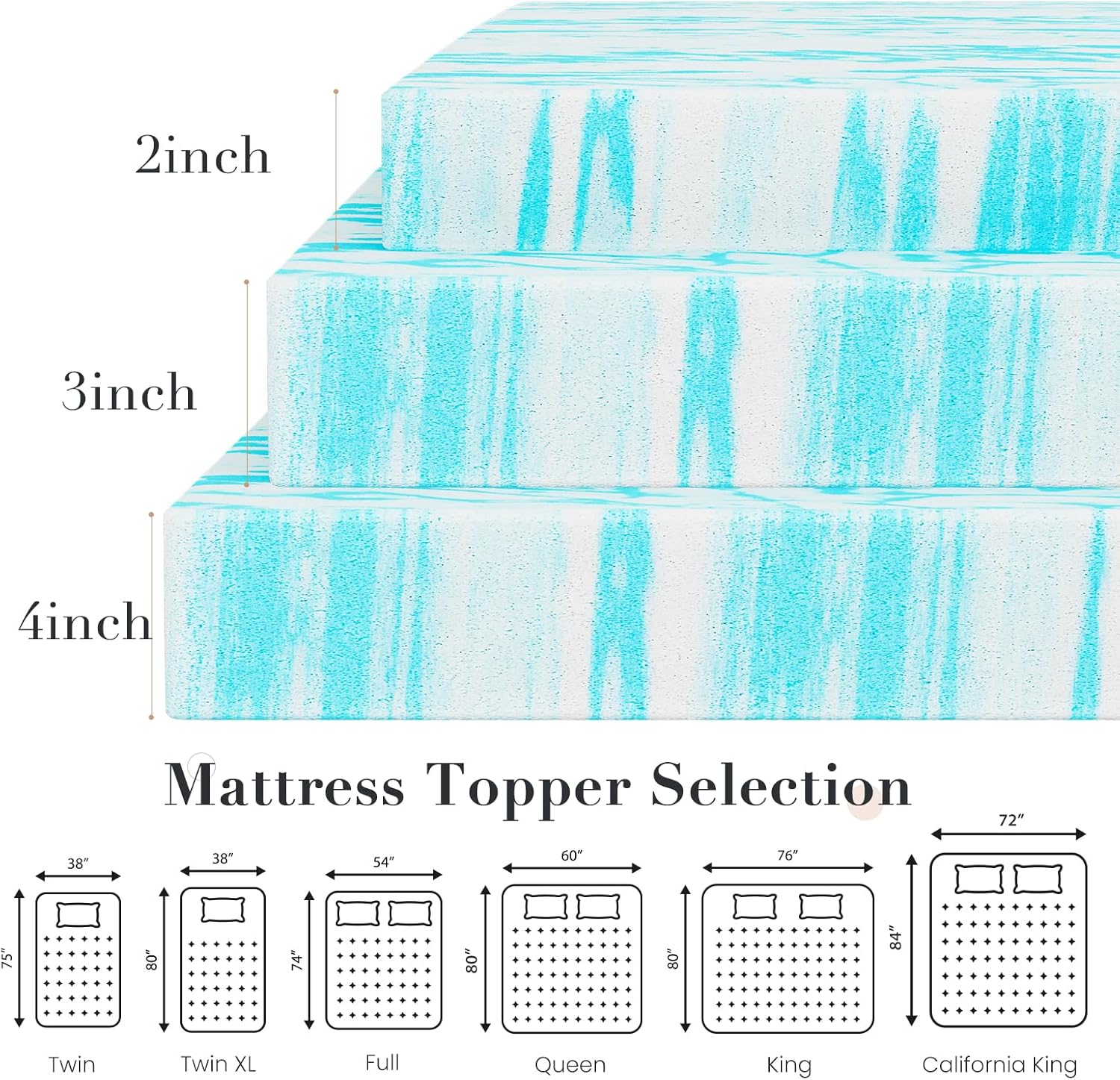 Detalle de OLIXIS Memory Foam Mattress Topper, 3-Inch