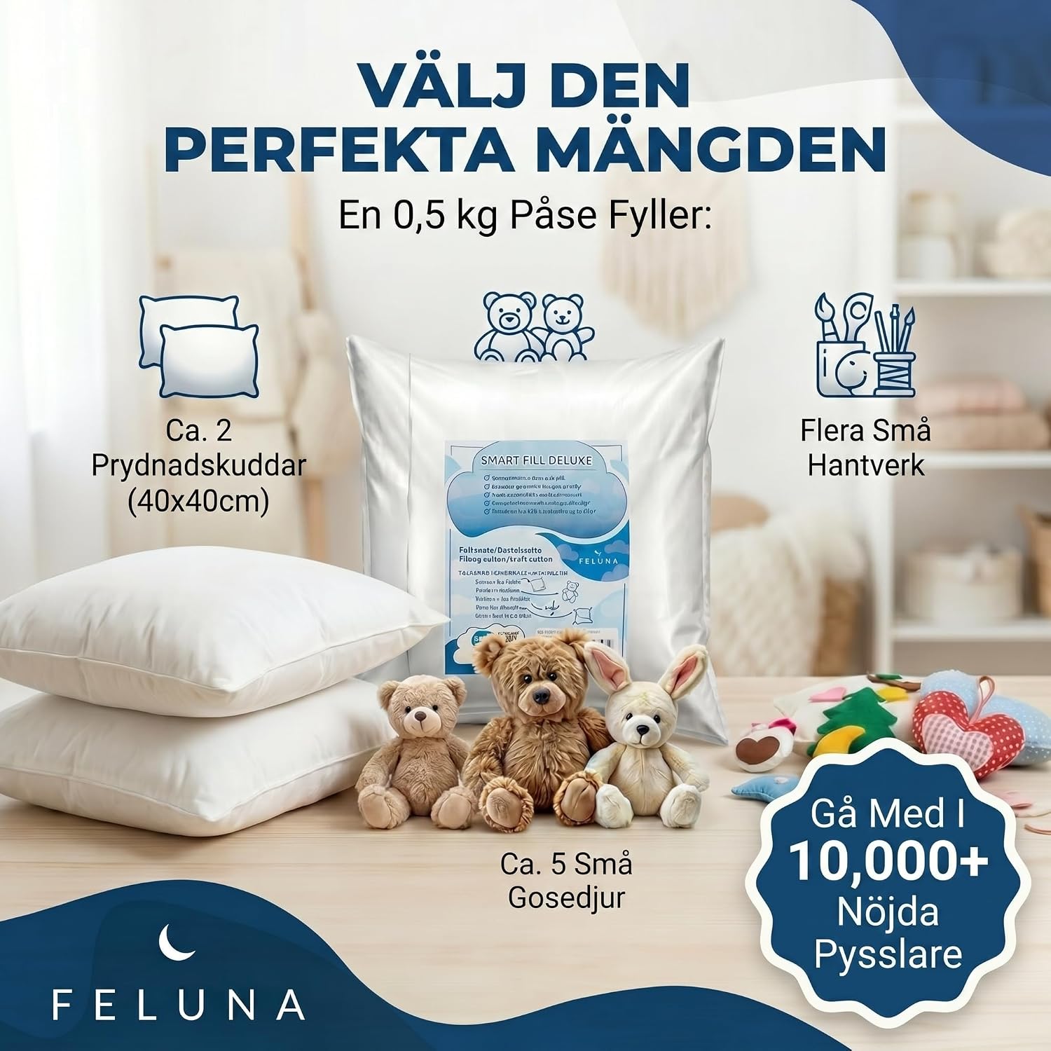 Detalle 2 de Feluna Smart Fill Deluxe 42856446356185 – polyesterfyllning, 0,5 kg