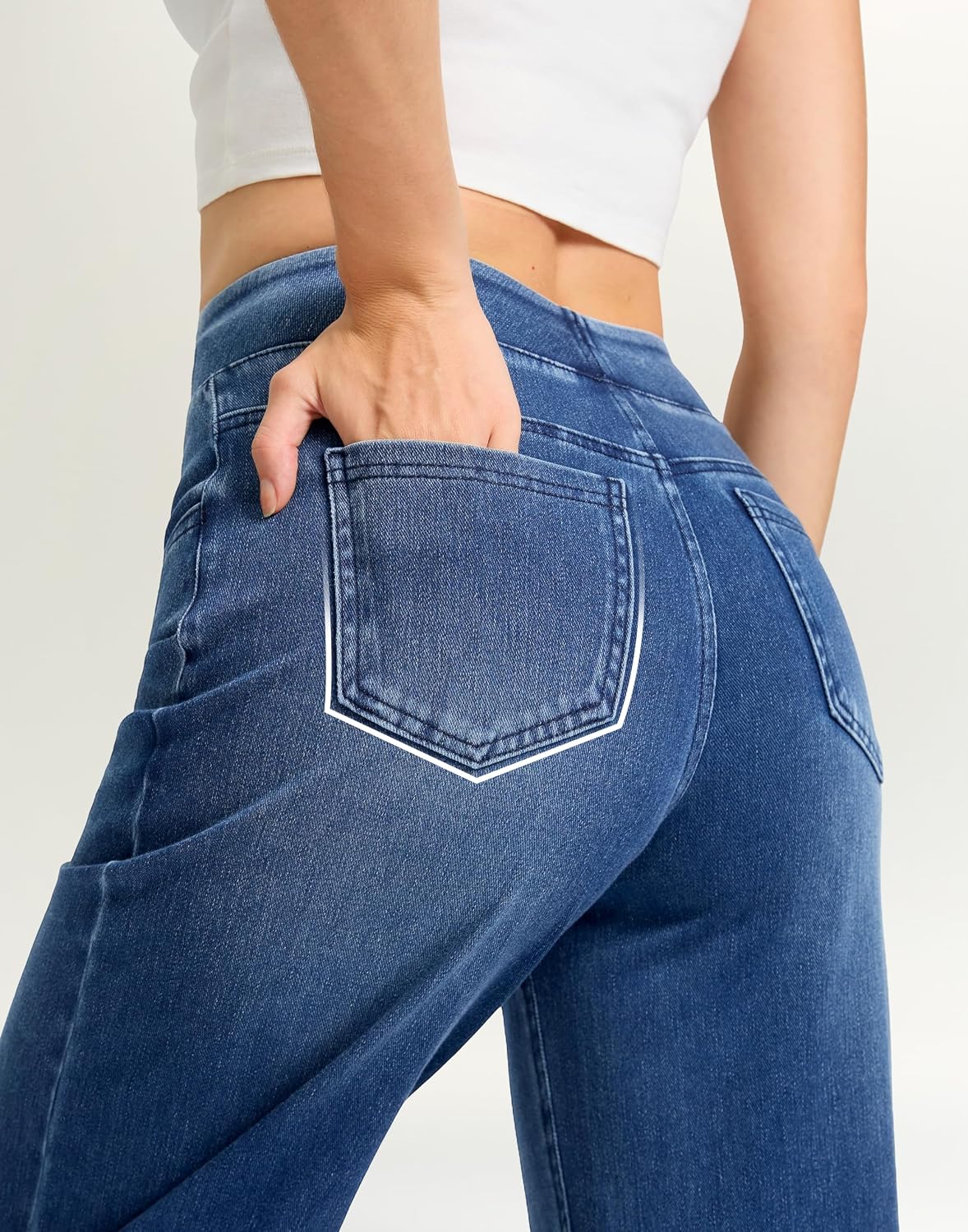 Detalle 1 de Rammus Women's Wide-Leg Pull-On Jeans with Stretch Denim and 4 Pockets