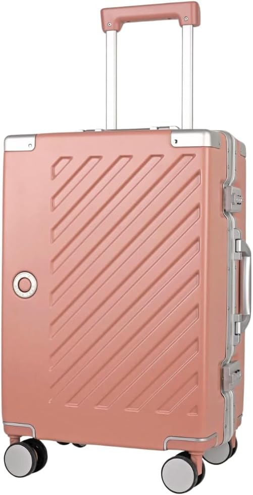 Detalle de 100% Polycarbonate Zipperless Small Suitcase (Pink) – 34L Carry-On, 4.1kg, 5 Wheels