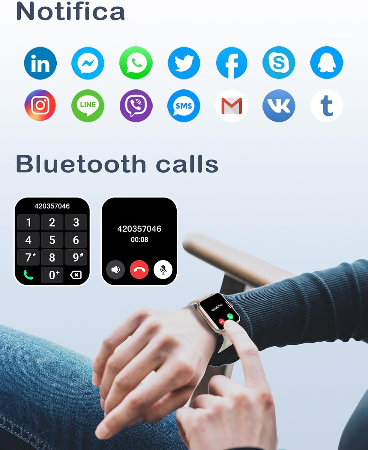 Detalle 2 de GRV Orologio da donna Bluetooth con 100+ modalità