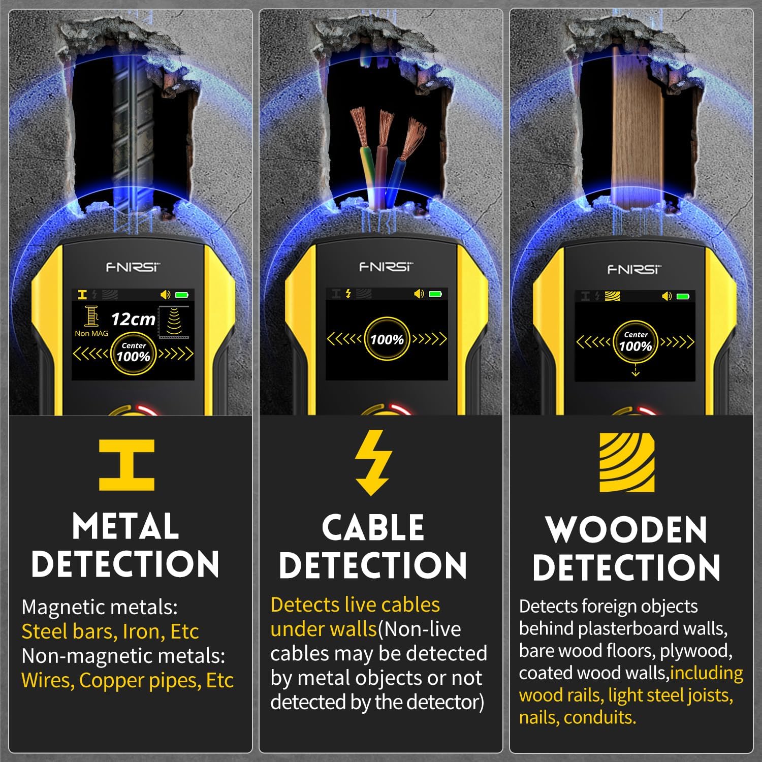 Detalle de FNIRSI WD-02 6-in-1 Rechargeable Stud Finder with TFT Display