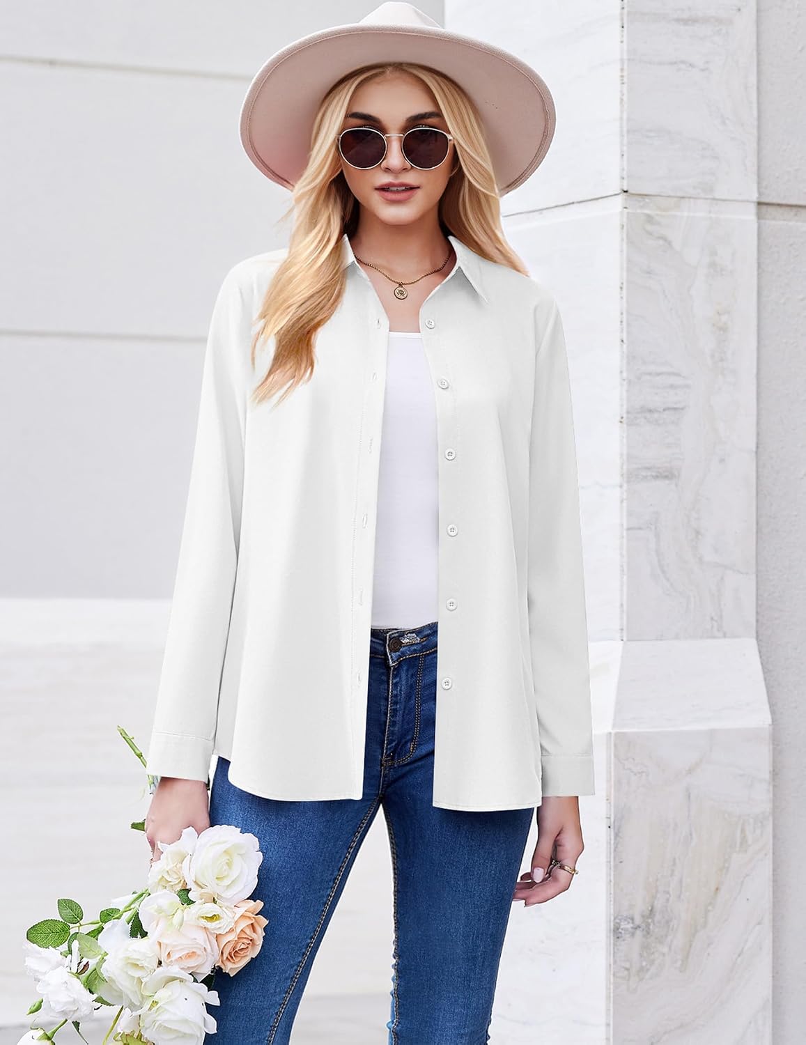 Detalle 2 de Zeagoo Button Down Shirt floral blouse S-XXL