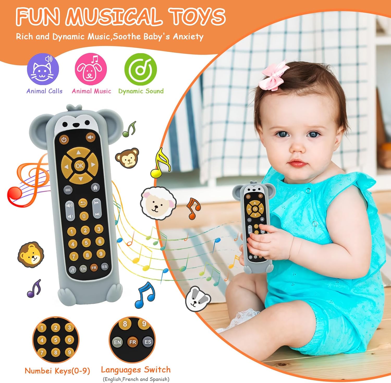 Thumbnail 2 de LEADSTAR Télécommande Bébé — Jouet éducatif sensoriel avec 3 langues et sons