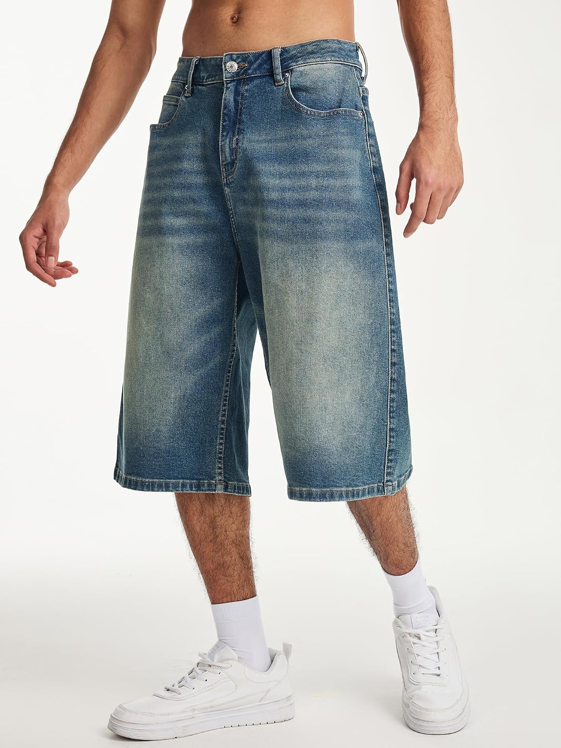 Detalle 2 de JMIERR Jeans Shorts Herren Baggy 3/4 – Sommerlicher Y2K-Style aus Denim, Loose Fit