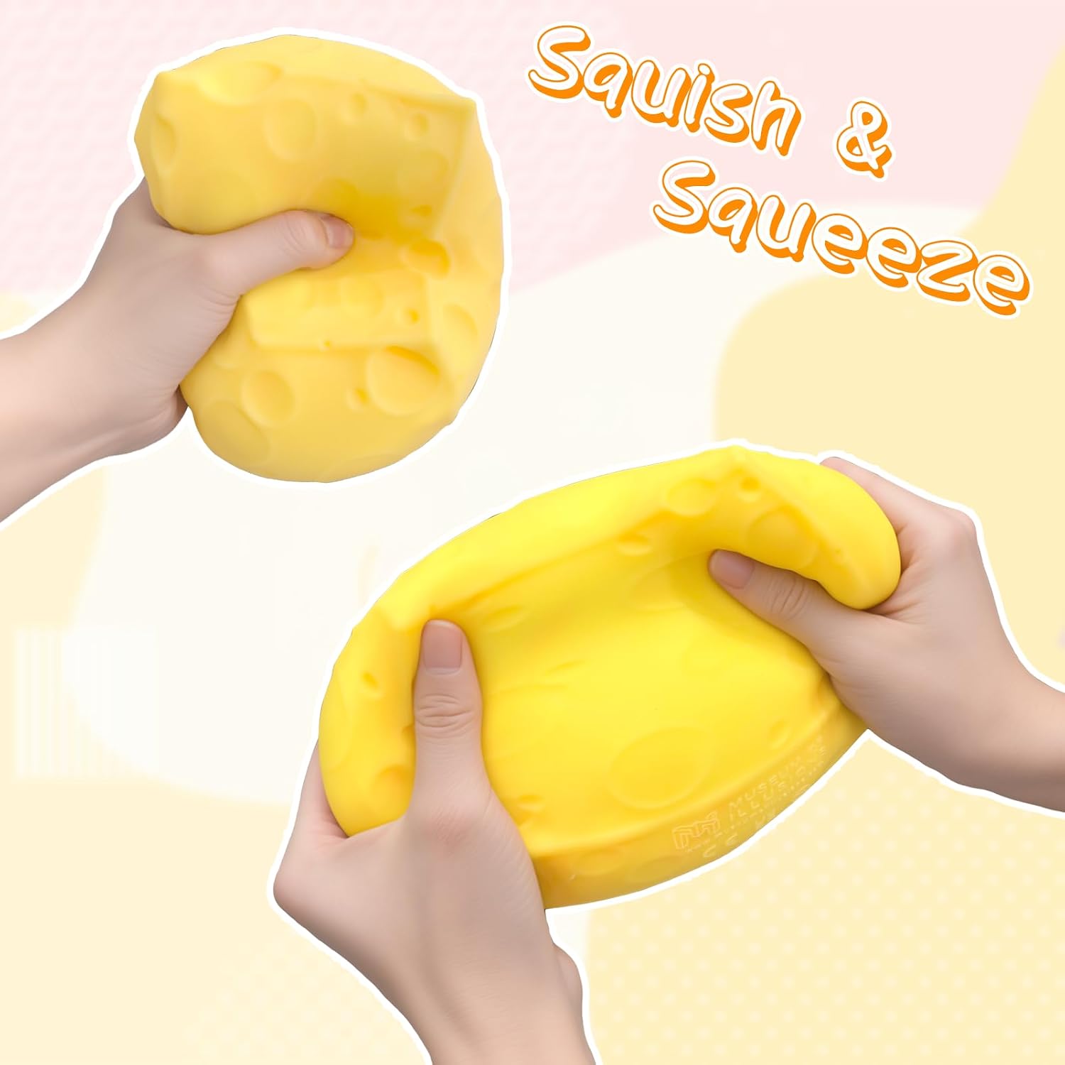 Detalle 2 de IKKAB Big Cheese Squishy Stress Ball, 3.9-Inch BPA-Free TPR, Slow Rebound