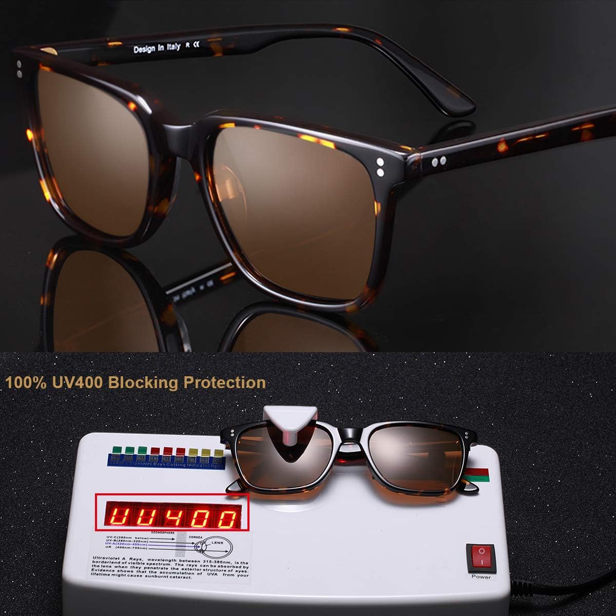 Detalle de CARFIA Retro Polarised Sunglasses for Women with UV400 Protection