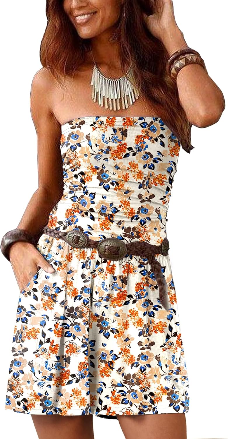 Thumbnail 2 de AUXDIO Women Summer Casual Strapless Romper Jumpsuit