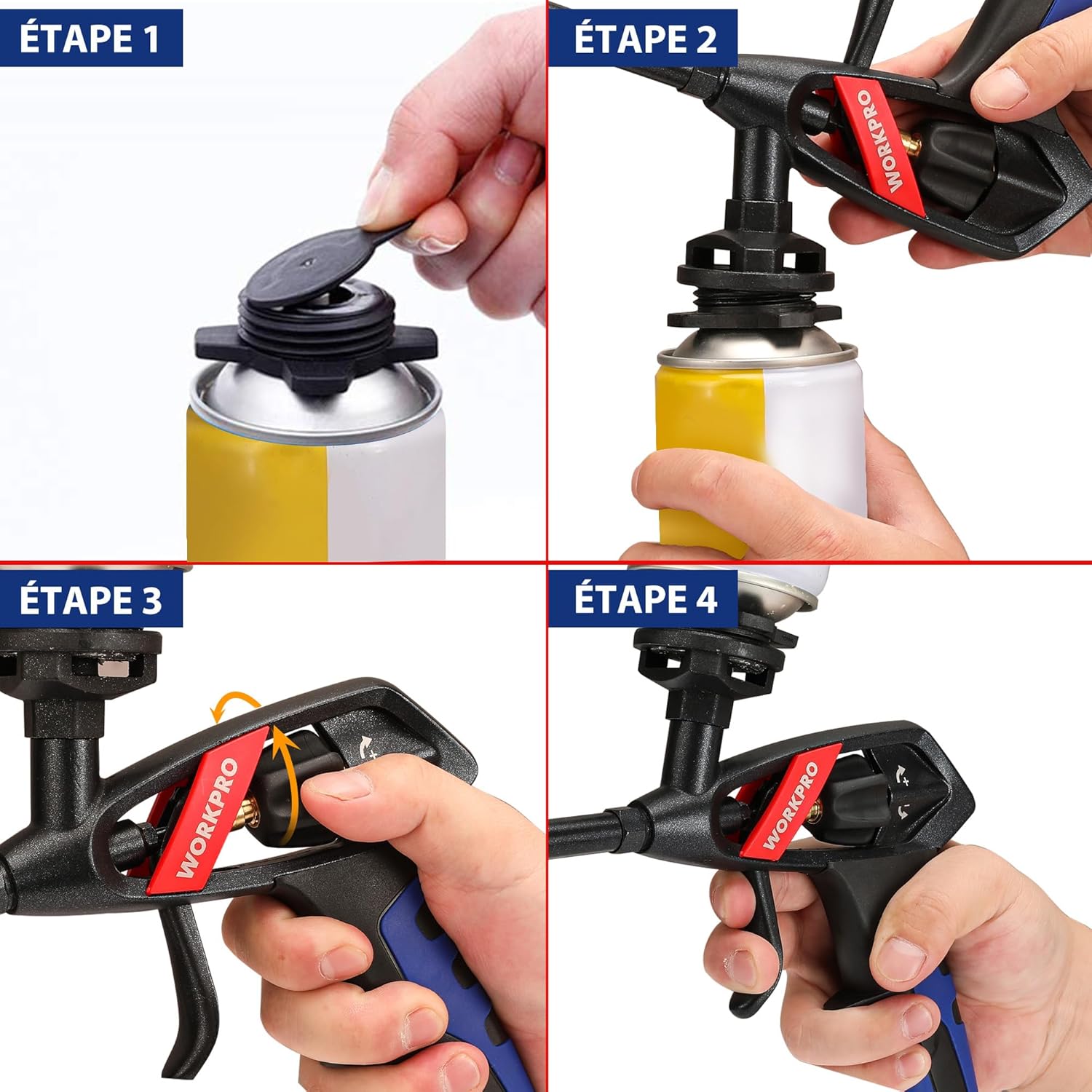 Thumbnail 6 de WORKPRO Pistolet Mousse Polyurethane – Pistolet à mousse expansive à poignée à une main et sortie réglable