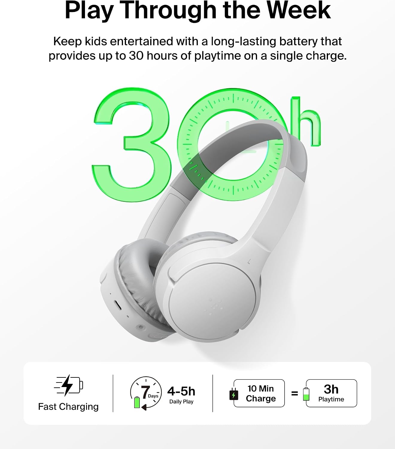 Detalle de Belkin SoundForm Mini Kids Wireless Headphones 30H