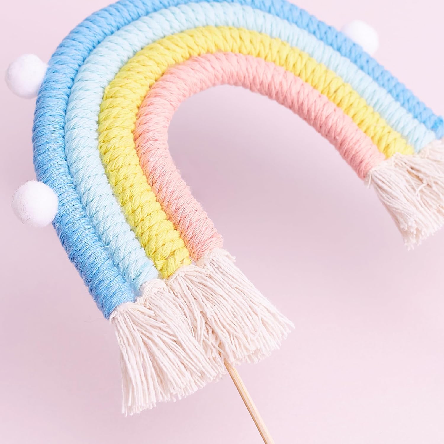 Thumbnail 1 de The Baked Studio Boho Braided Rainbow and Cloud Cake Topper (Pastel Blues)