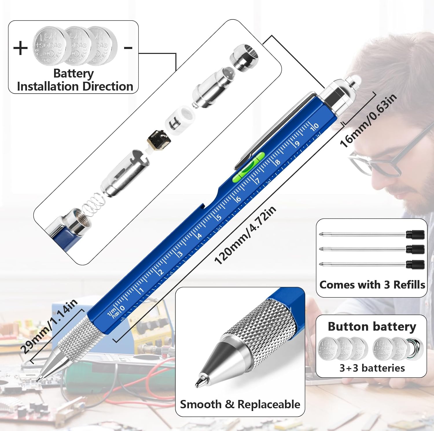Thumbnail 3 de Chipate 9-in-1 Multi Tool Pen — a practical gift for him