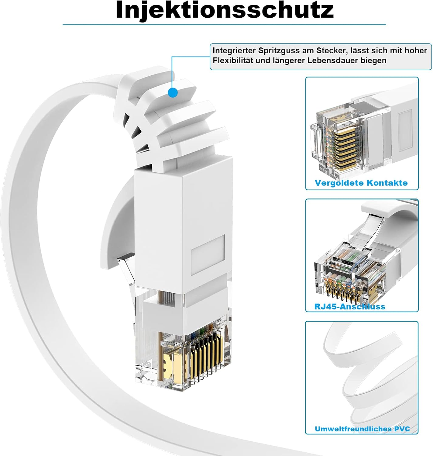 Thumbnail 3 de Ercielook Câble Ethernet Cat6 10 m – RJ45 plat 1000 Mbit/s 📡