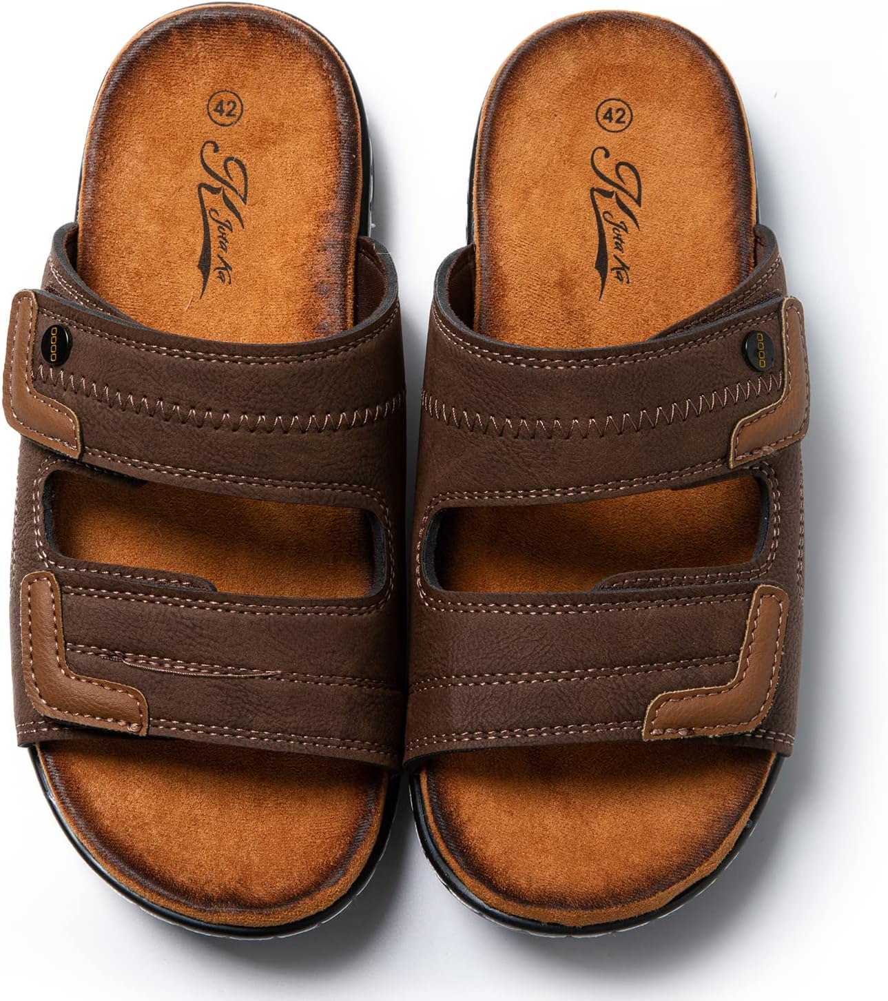 Detalle de JOMIX Sandales Homme en Cuir – Sandales de plage confortables et polyvalentes