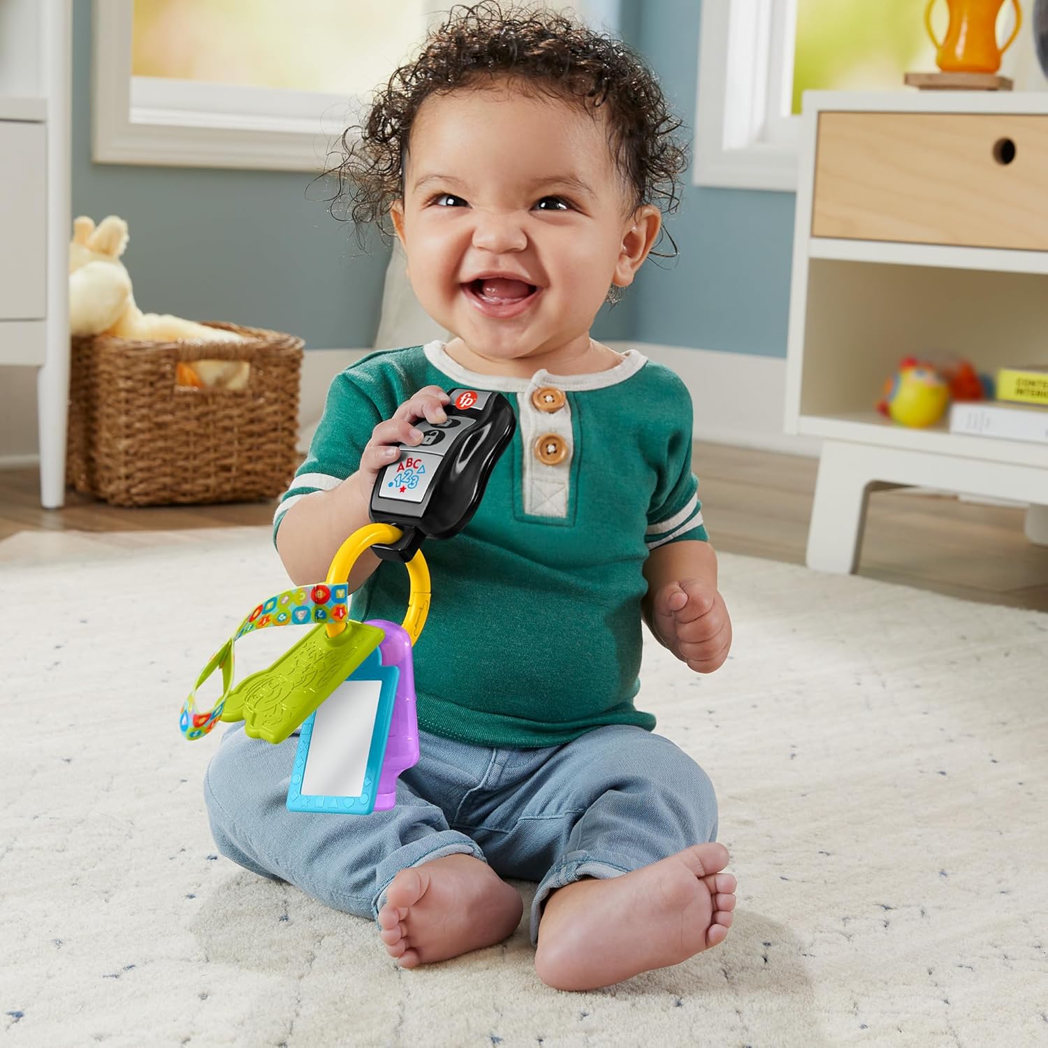 Detalle 2 de Fisher-Price Jouet Musical Rires et Éveil Mes Premiers Clés d’Activité (HXF50) – 4 Activités, 20+ Chansons