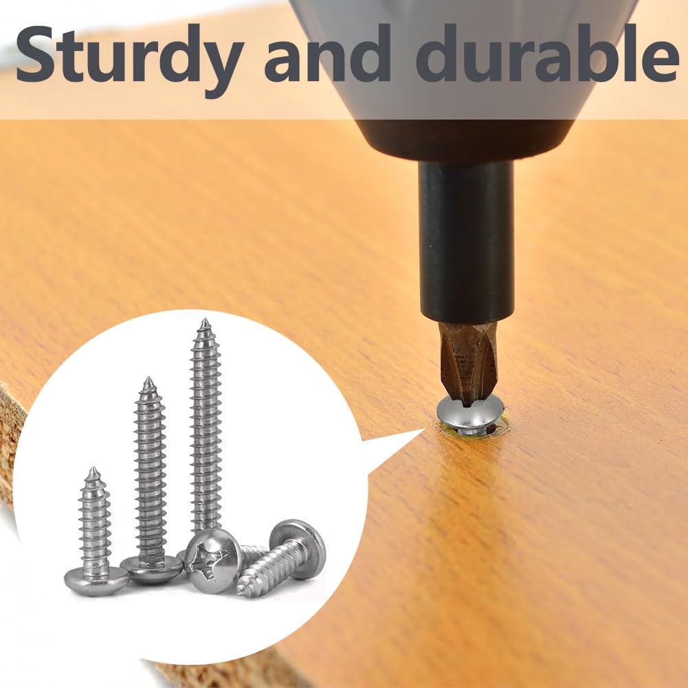 Detalle 2 de SHUNCHG 20 Pcs Silver M6 x 45mm Self-Tapping Wood Screws (304 Stainless) Mushroom Head