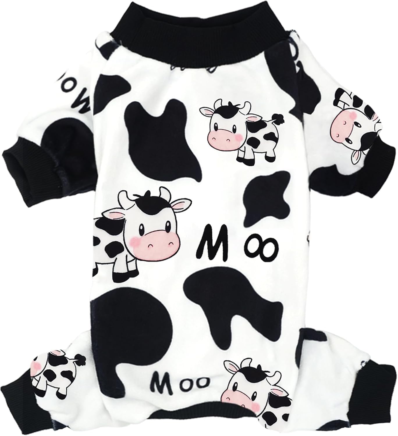 Detalle de XPUDAC Medium Cow-Print Dog Pajamas, Stretchy Four-Leg Pet Jumpsuit