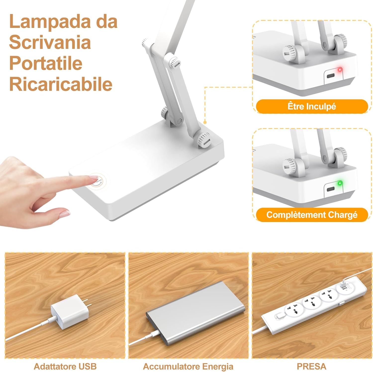 Thumbnail 3 de Lampada da Tavolo LED Ricaricabile 3 Modalità