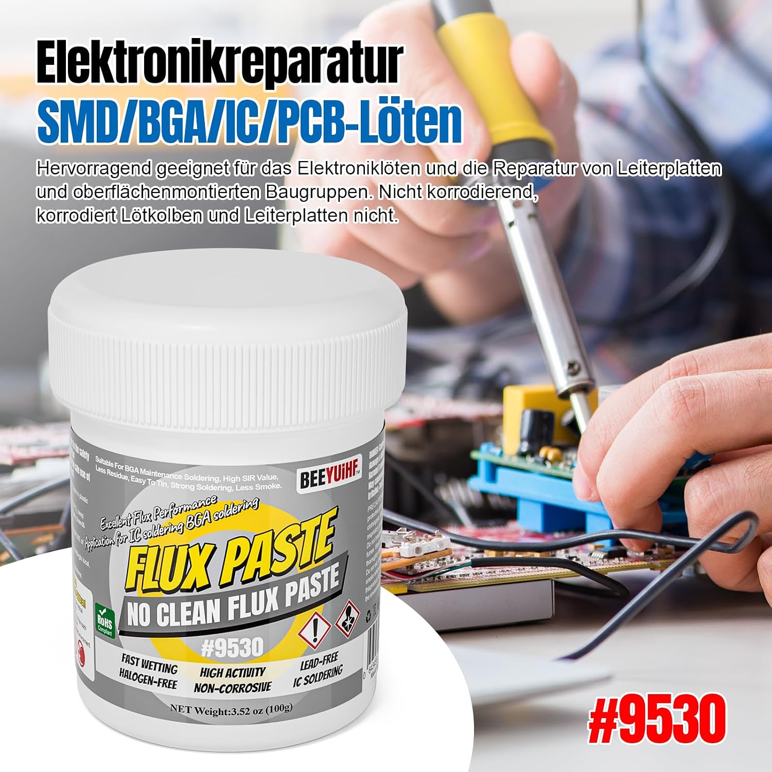 Thumbnail 4 de BEEYUIHF No-Clean Lötpaste Flussmittel für BGA/IC/CPU/PCB/SMD (nicht-korrosiv, bleifrei, 146 g)