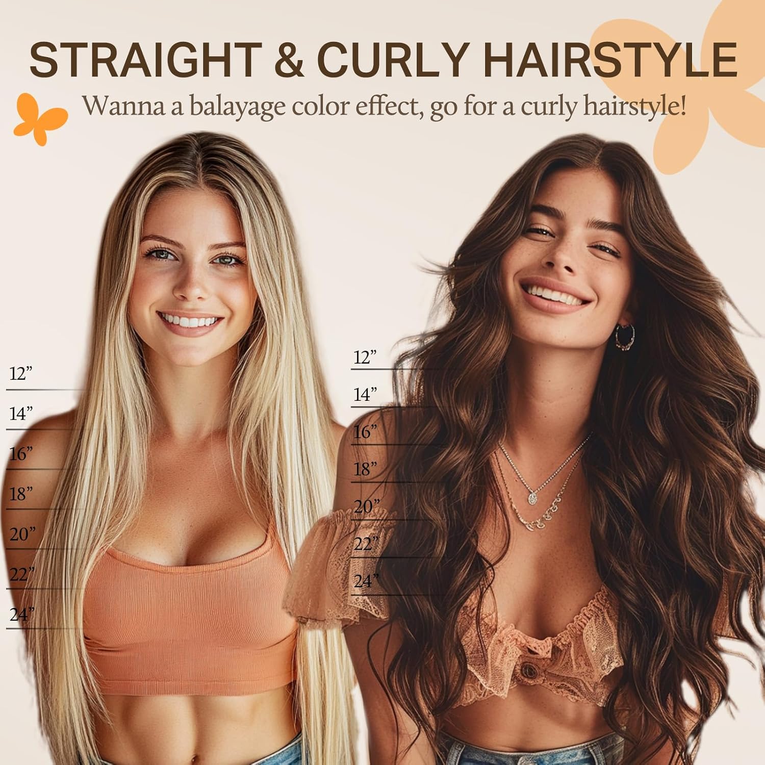 Thumbnail 6 de DOORES Extension di capelli veri con clip, balayage scuro a castano, 30,5 cm, 7 pezzi (80 g) — capelli lisci naturali