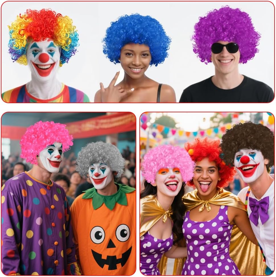Thumbnail 5 de BSBUY 5189636 rosa lockig clownperuk i värmetåligt konstsilke
