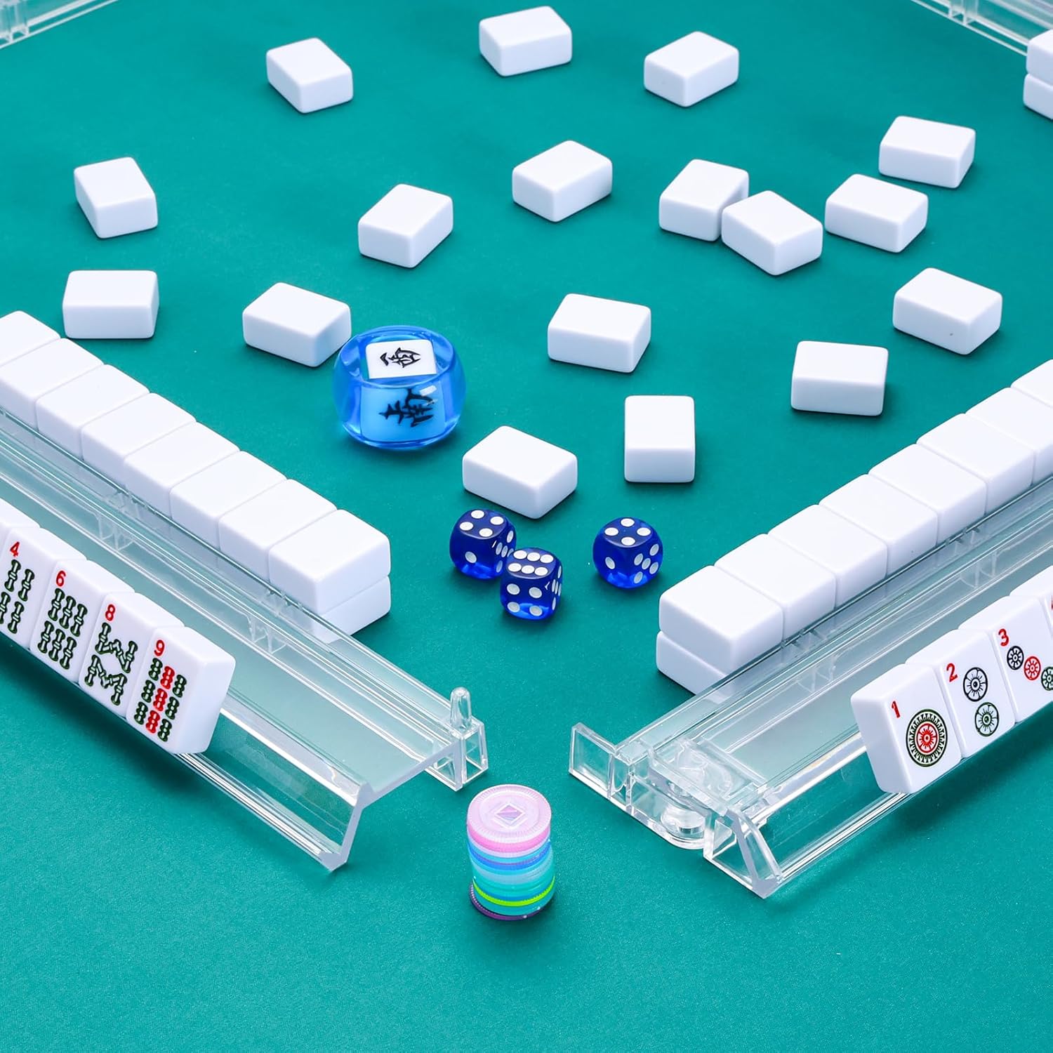 Thumbnail 6 de GUSTARIA Mahjong All-in-One Tile Rack & Pusher: White, Set of 4