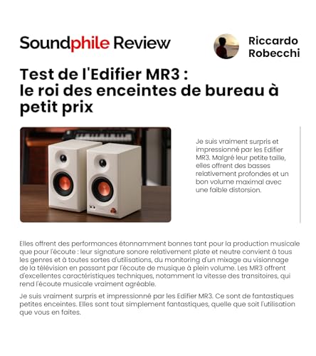 Detalle de Edifier MR3: enceintes de studio compactes 2.0 Hi-Res, Bluetooth 5.4 et commandes physiques