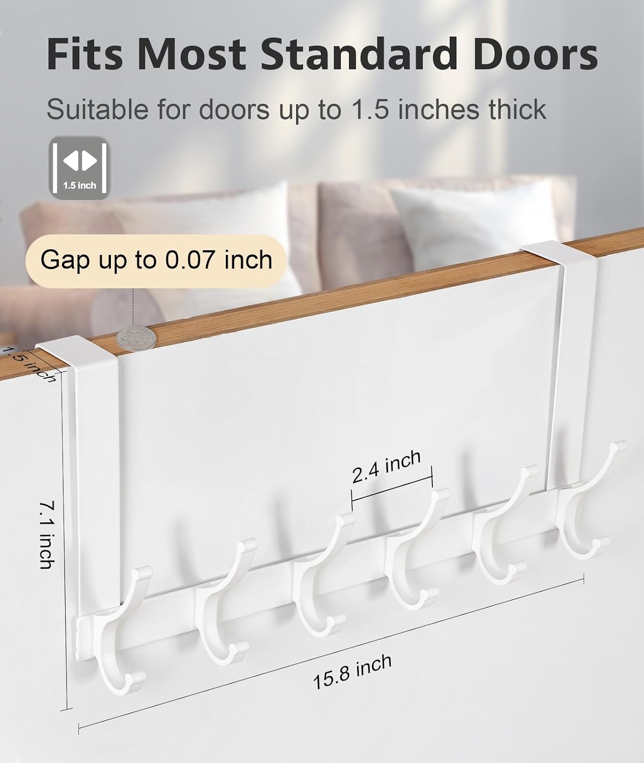 Detalle de Optish Over The Door Hooks – 2 Pack White Door Hanger Hooks for Coats, Towels and Hats