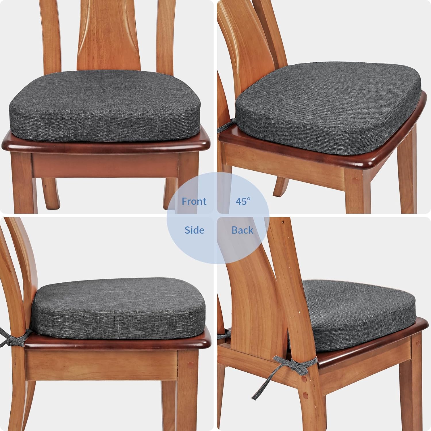 Thumbnail 3 de BUYUE Thickened 2.5" U-Shape Dining Chair Cushion (Dark Gray) with High-Density Foam & Slip-Resistant Base