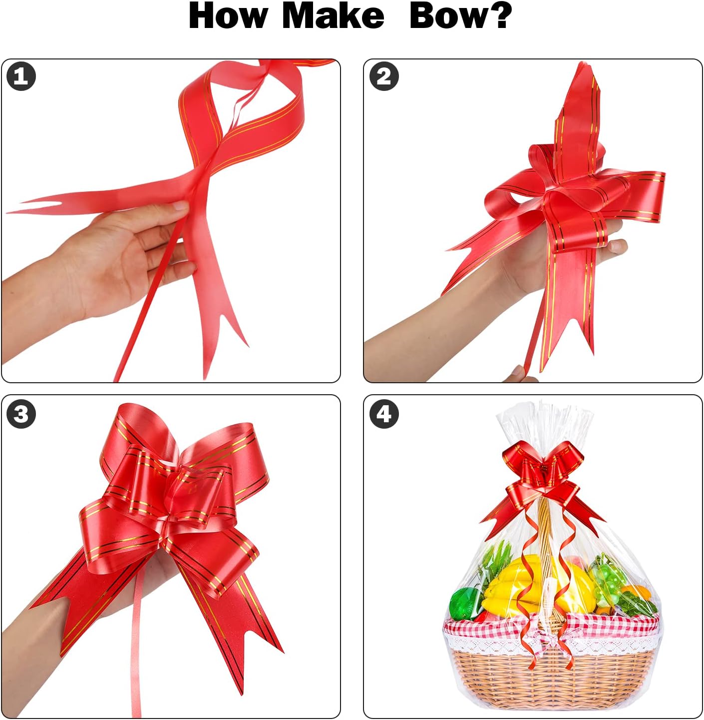 Detalle de Large Cellophane Hampers Bags With Pull Bows – 10 Pack (52 x 70 cm) by HCSSZ