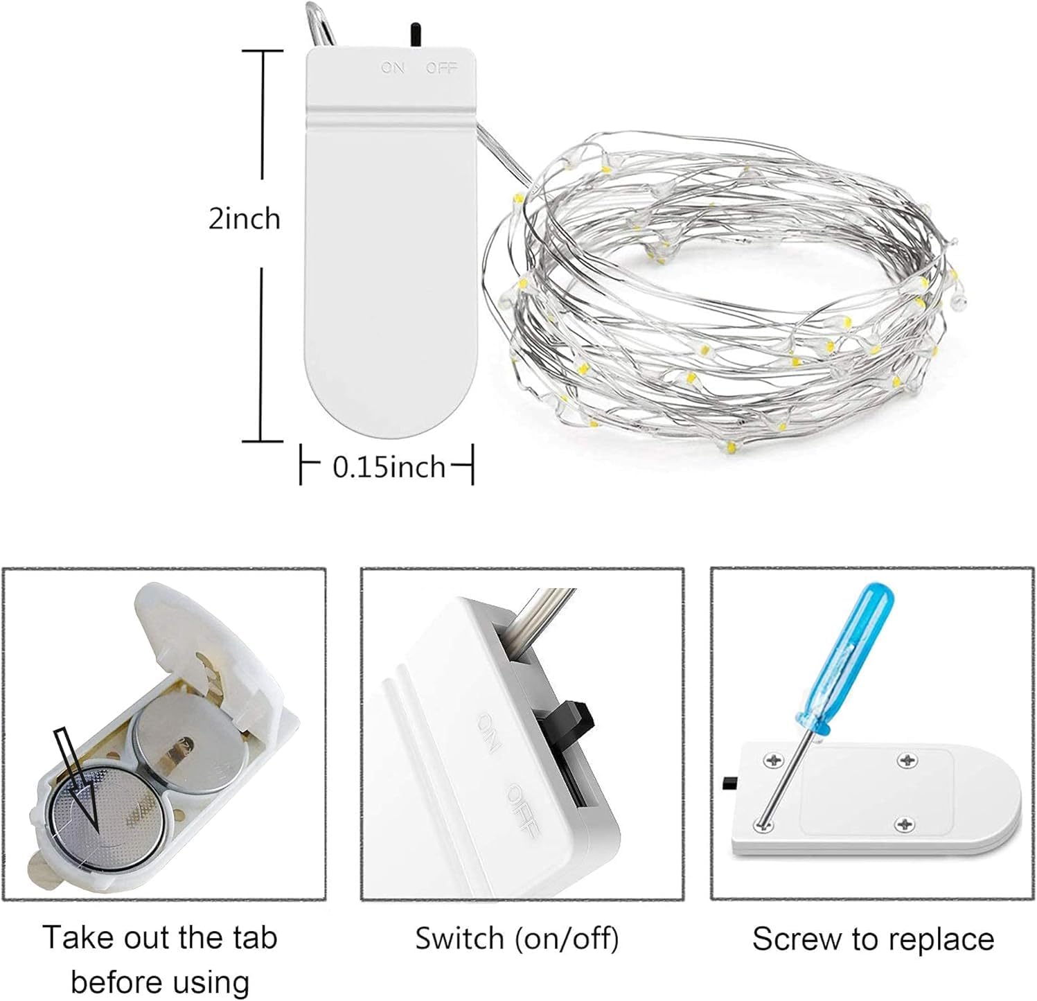 Thumbnail 2 de ANGMLN 24 Stück LED Mikro-Lichterkette – 30 LEDs, batteriebetrieben, 3 m Kupferdraht, wasserdicht, Cool Weiß