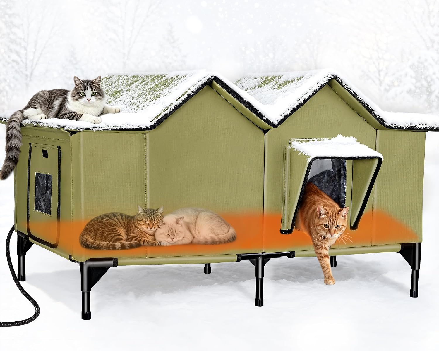 Detalle de GUZROK GA2602 XX-Large Heated Outdoor Cat House, 1500 GSM Body