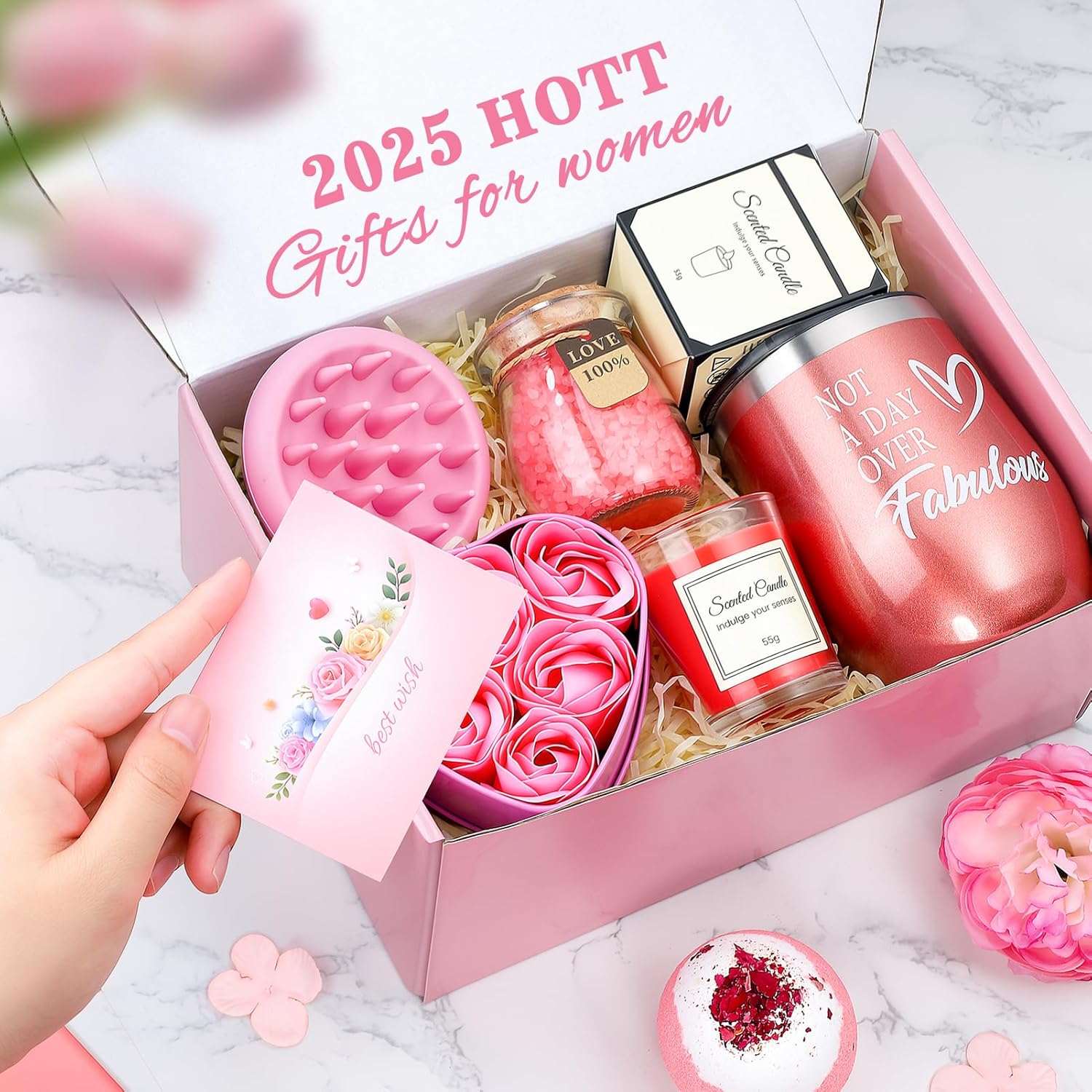 Detalle de Dromlag Idee Regalo Donna Compleanno – Set cofanetto romantico da 8 pezzi per momenti di benessere