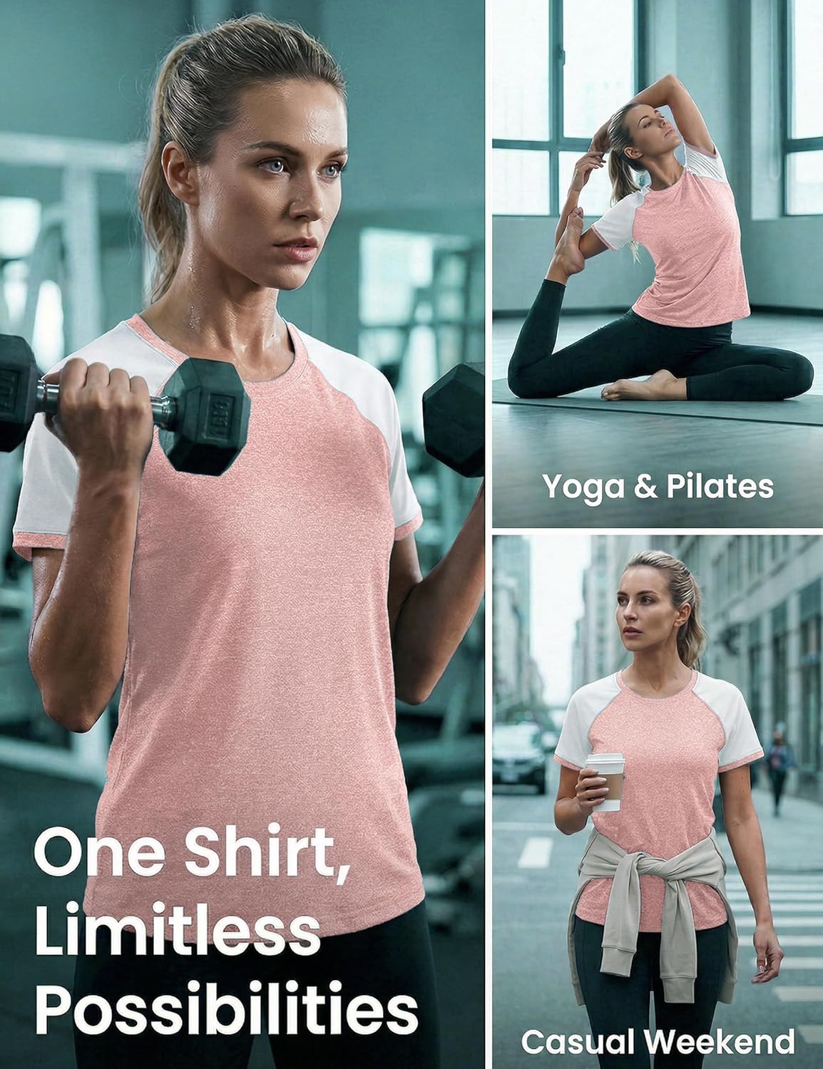 Thumbnail 5 de Wayleb maglietta sportiva da donna con maniche raglan a contrasto in tessuto traspirante elasticizzato