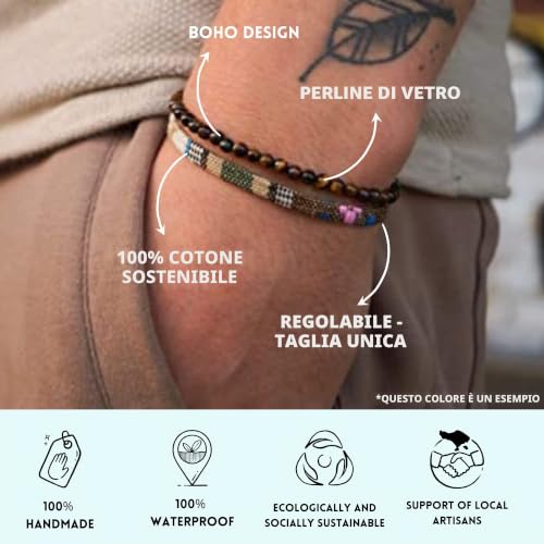 Thumbnail 4 de Made by Nami Braccialetto di Perle Surfer Boho Set di 2 – Occhio di Tigre & Giallo, CF Handmade