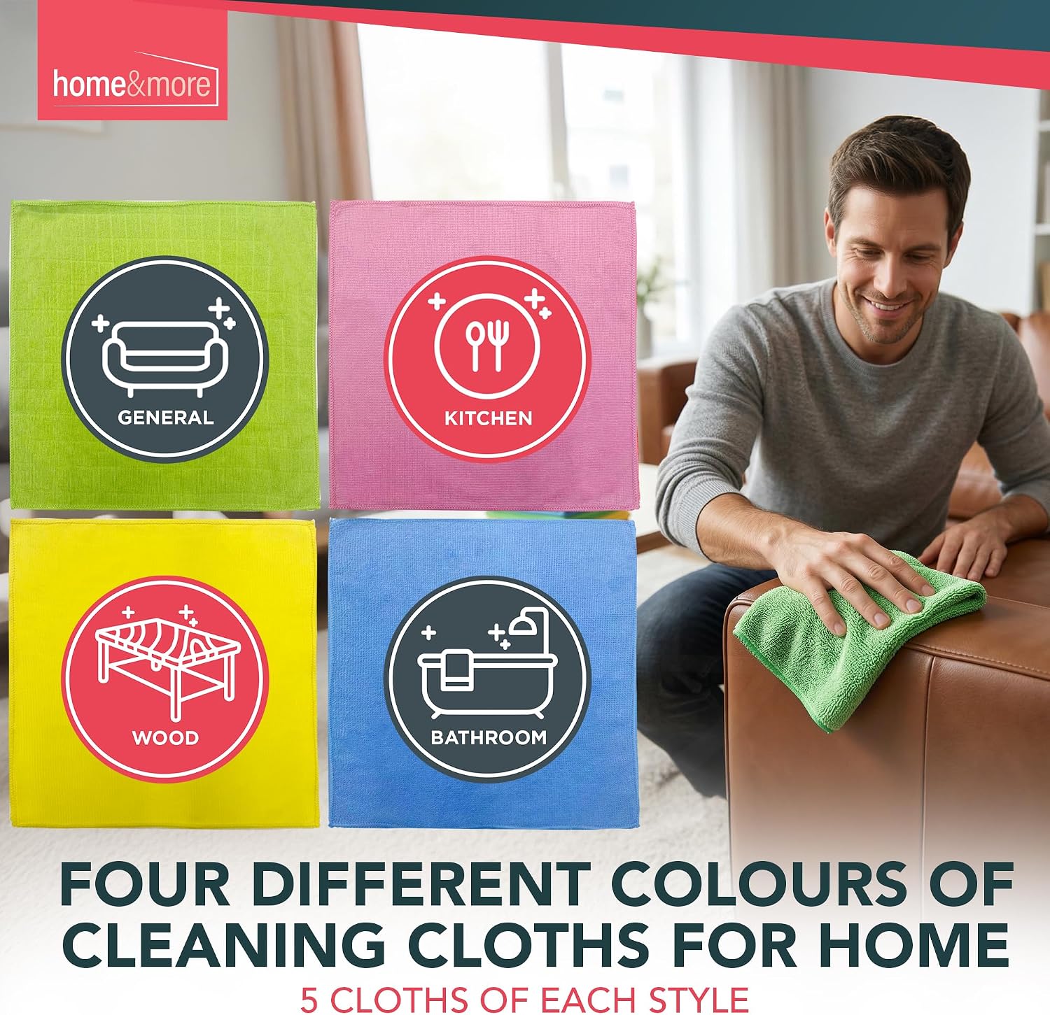 Thumbnail 6 de SOL 20pk Microfibre Cloths – 28x28cm, Lint-Free Cleaning Rags for Everyday Tasks