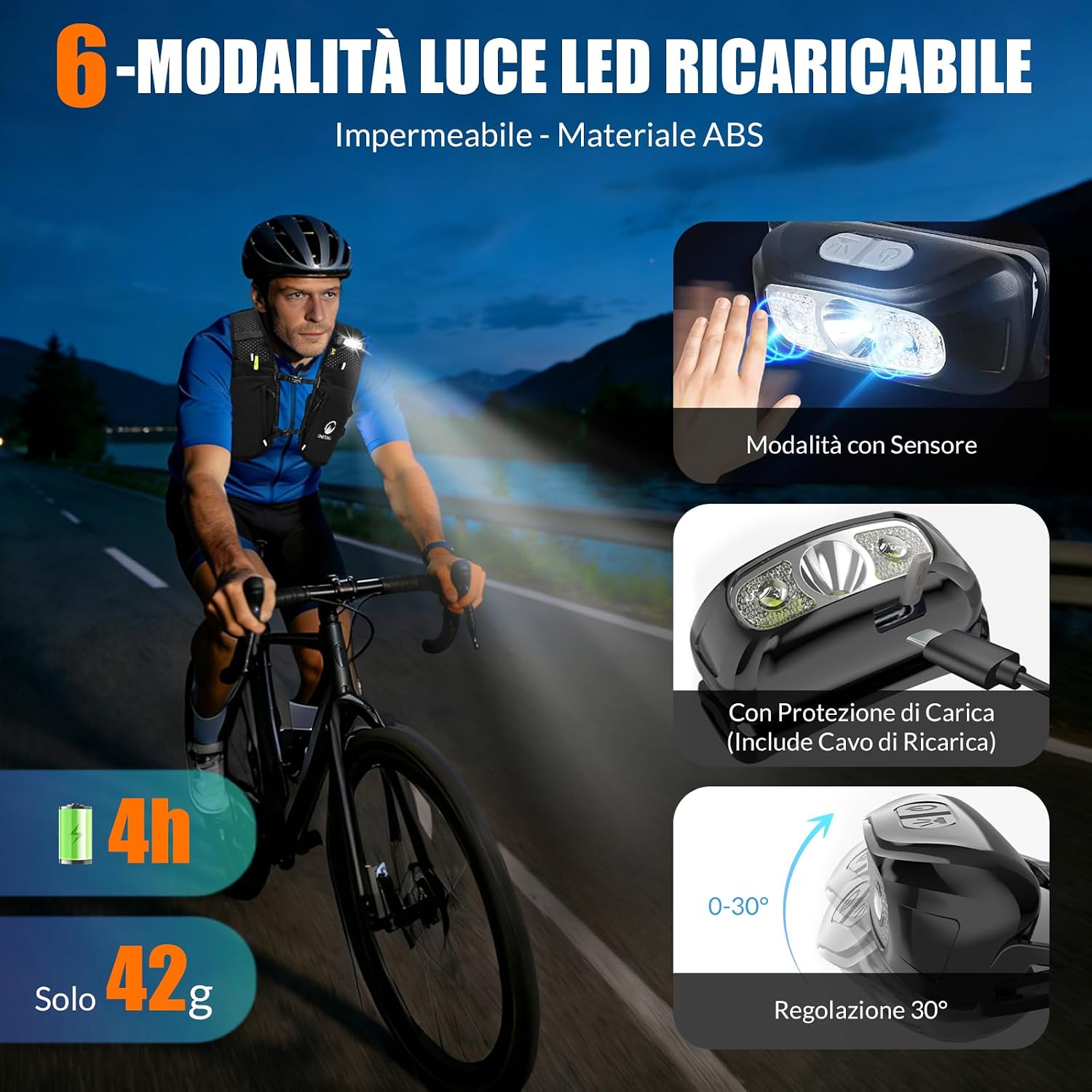 Thumbnail 6 de ONETOALL Gilet Running con Zaino Trail 2 Borracce 500 ml + Luce LED Ricaricabile