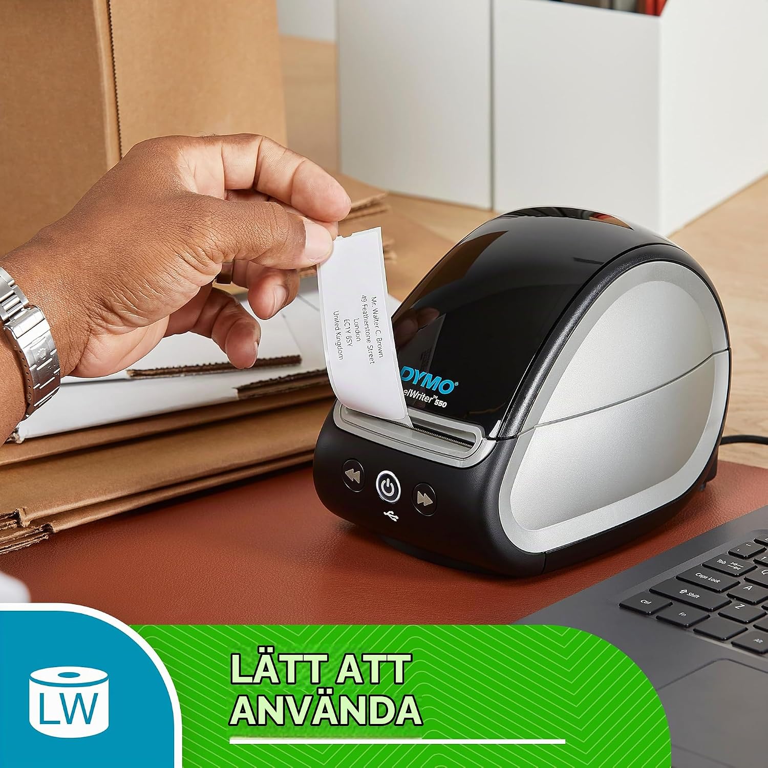 Detalle de DYMO originaladressetiketter 36 × 89 mm, 12 rullar för LabelWriter