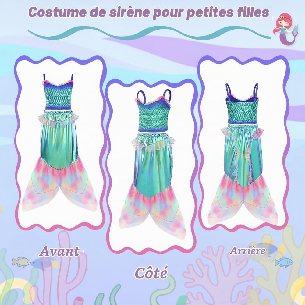 Thumbnail 4 de Alaoo zeemeerminkostuum voor meisjes met tule, pailletten en glanzende staart