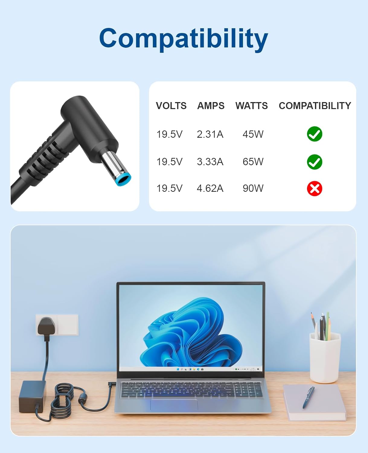 Thumbnail 4 de HP 45W Laptop Charger 19.5V 2.31A