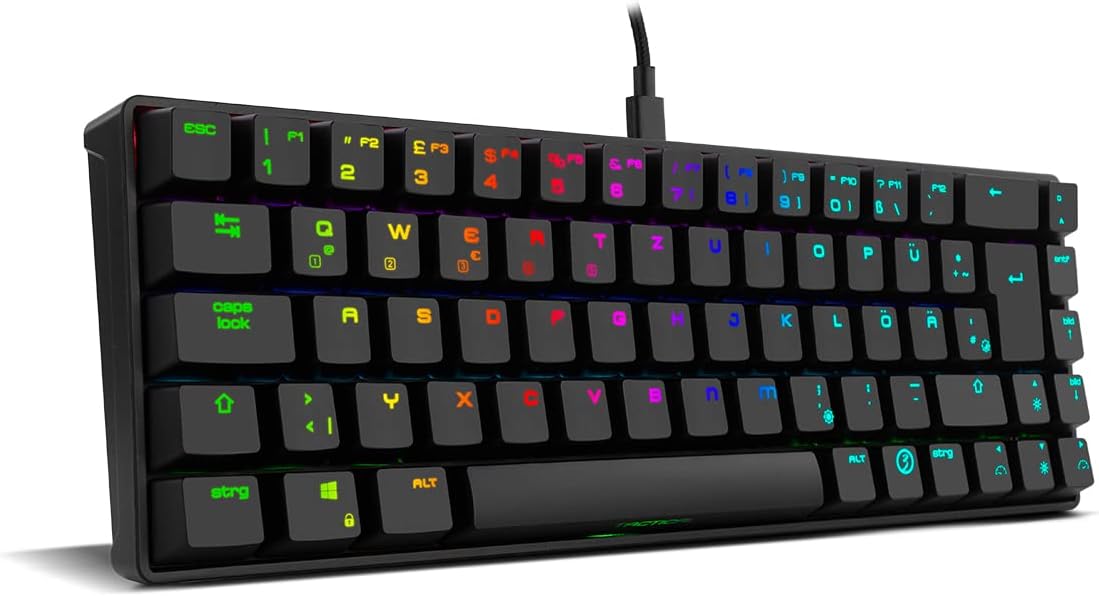 Thumbnail 2 de Ozone Gaming Gear Tactical Mini 65% mechanische Tastatur (Outemu Red) – Bluetooth & USB, DE-Layout, RGB, schwarz