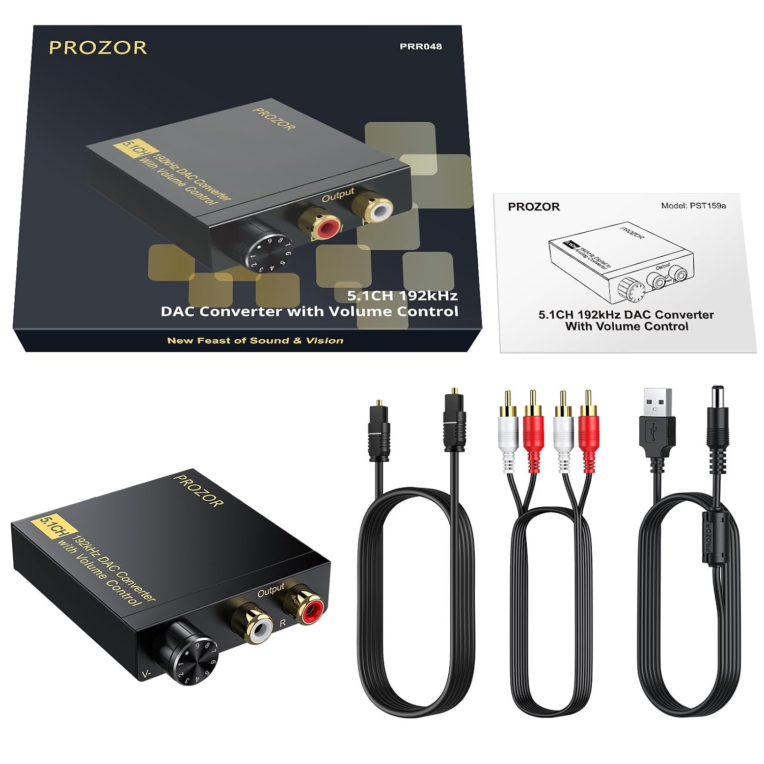 Thumbnail 6 de PROZOR 192KHz 24bit DACコンバーター 光デジタル・同軸入力、RCA出力、音量調整対応