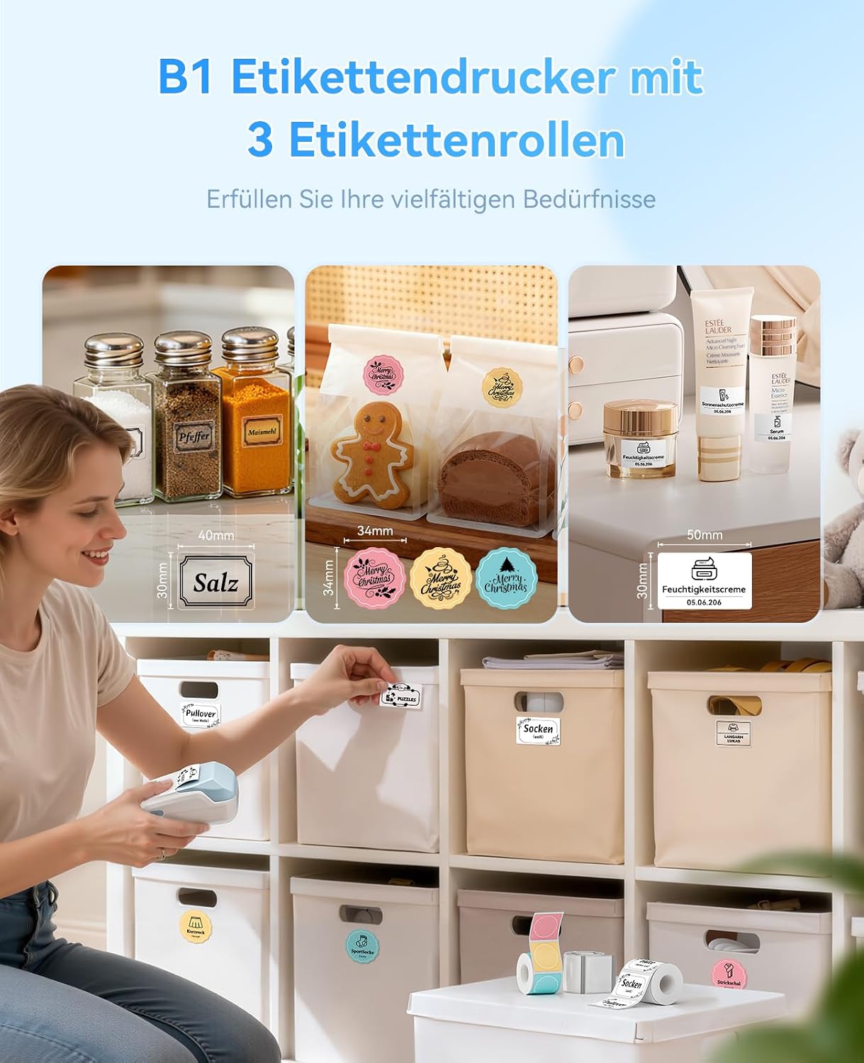 Detalle 2 de NIIMBOT B1 Etikettendrucker 3 Rollen