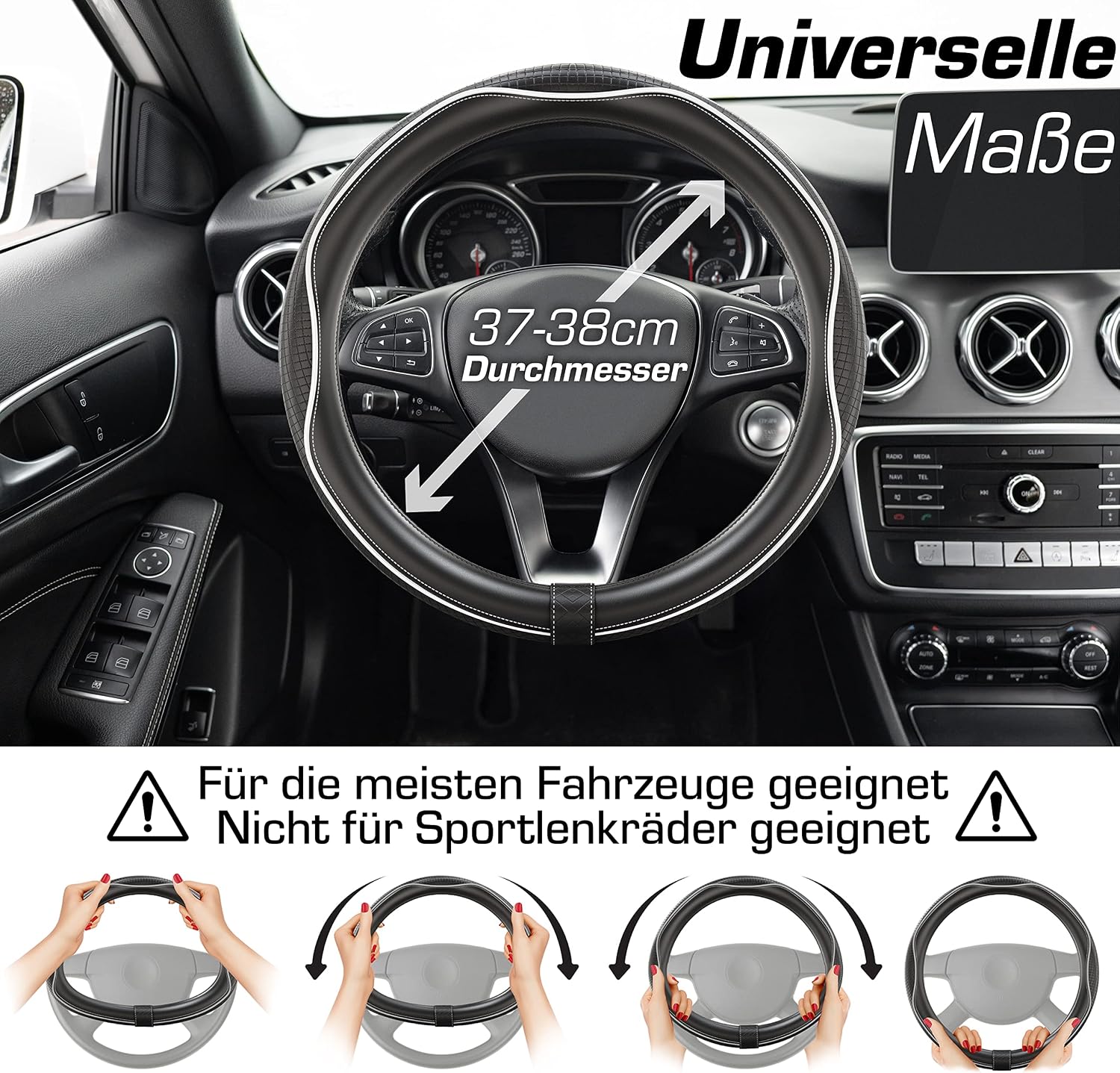Detalle de Upgrade4cars Lenkradbezug 37-38 cm Lederoptik