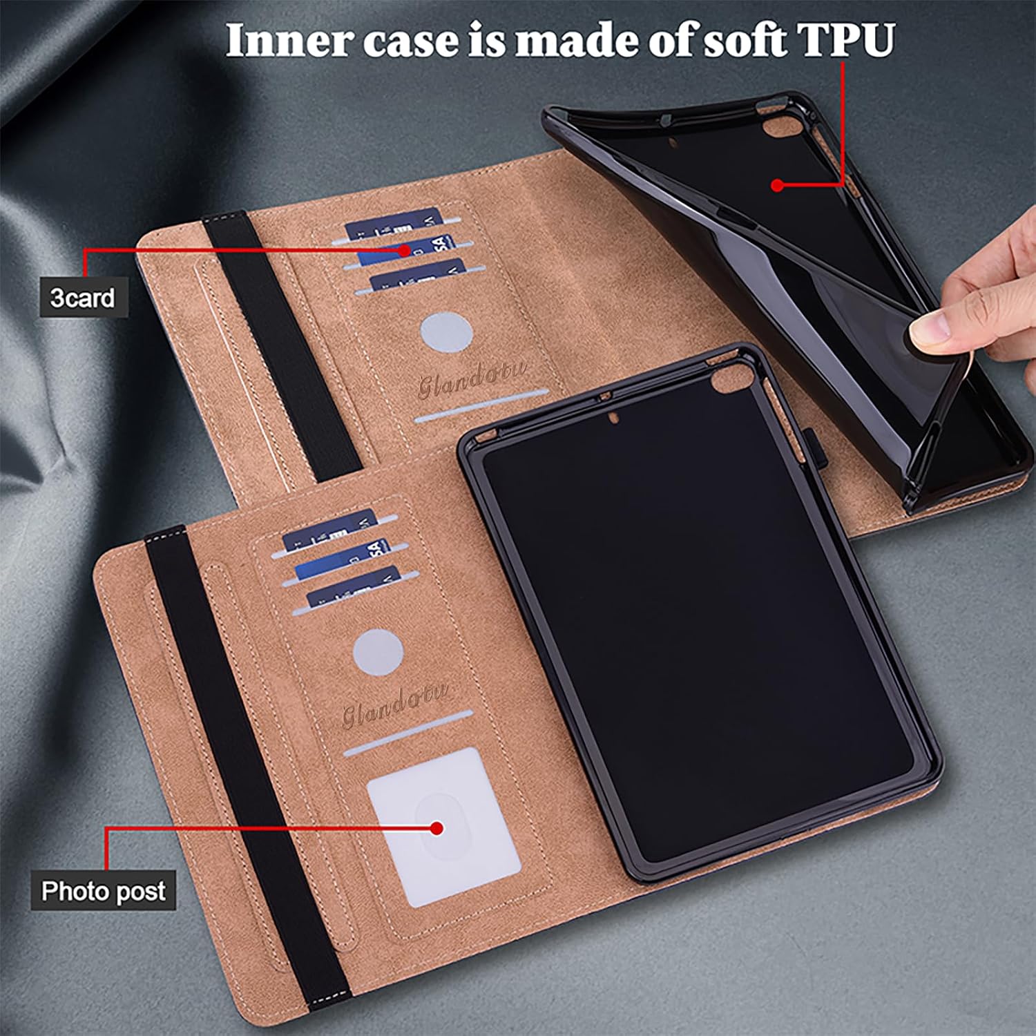 Thumbnail 3 de TUOLISG PU leather flip case for Samsung Galaxy Tab S6 Lite 10.4 (2024/2022/2020) with card slot & stand, blue flower