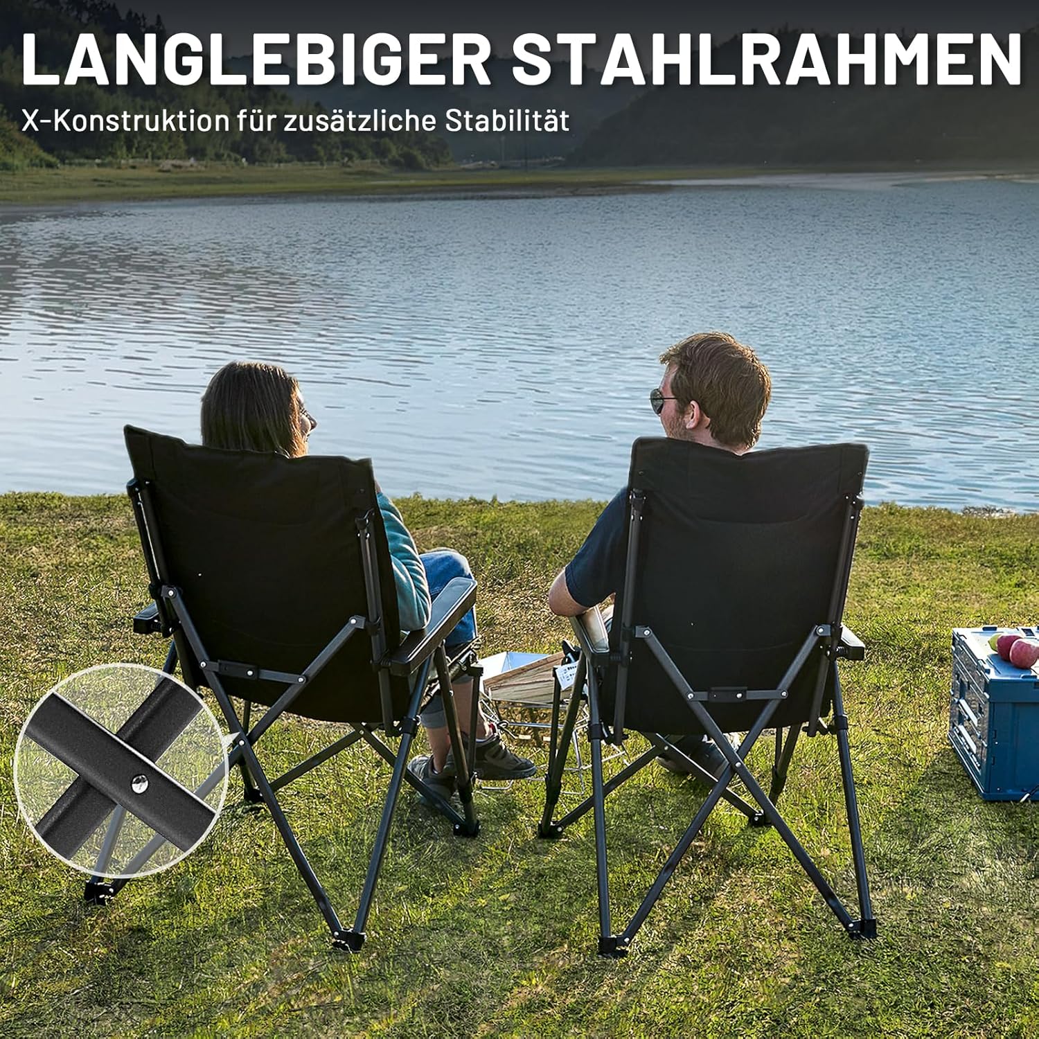 Thumbnail 4 de TIMBER RIDGE Faltstuhl Campingstuhl mit 260 kg Tragkraft, verstellbare Rückenlehne, gepolstert